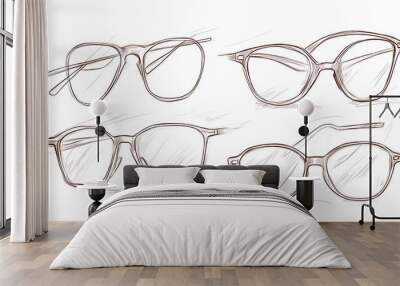 outline of goggles, eyeglass isolated background Wall mural