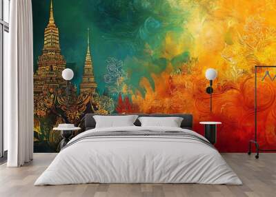 Thai frame,Thai pattern,Thai background,Thai food Wall mural