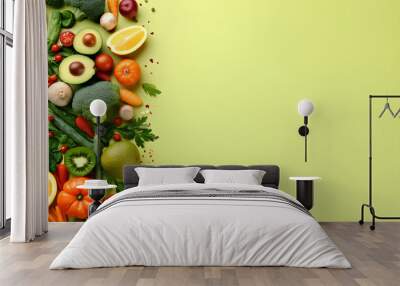 Healthy food concept. Flat lay with copy space Wall mural