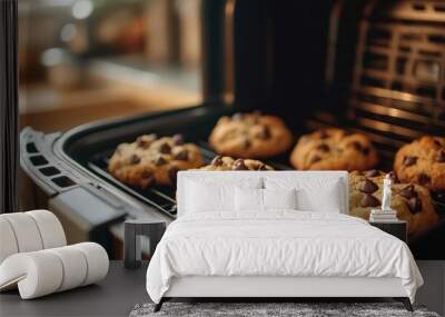 Air fryer baking chocolate chip cookies  Wall mural