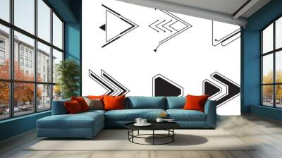 Arrow futuristic navigation pointers. Digital techno style element vector illustration set Wall mural