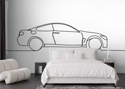 Continuous line drawing of modern car Wall mural