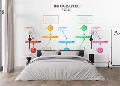 Infographic business design template of Thin Line Timeline Wall mural