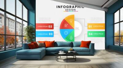 Infographic template for business isolated on white background. Circle chart concept with 4 options, steps, part, Vector presentations. Wall mural