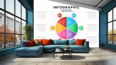 Infographic template for business isolated on white background. Circle chart concept with 6 options, steps, part, Vector presentations. Wall mural