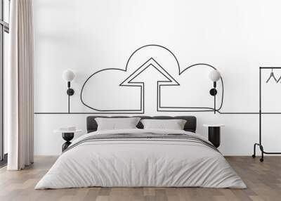 Single continuous line art digital devices connected via cloud Wall mural