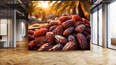  Close-up of neatly arranged harvested dates against a soft, blurred background.  Wall mural