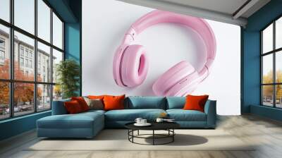 Beautiful design Bluetooth headphone on a white background.  Wall mural