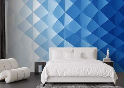 Blue gradient background with a geometric pattern illustration. Flat design white and blue color.   Wall mural