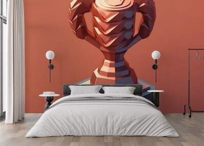 Championship trophy in 2D graphic isometric image. With a pastel color background.
 Wall mural