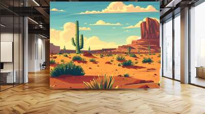 Morning beautiful desert landscape illustration image used for UI design.  Wall mural