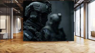 Special forces in parametric knitted tactical gear. The face is not shown and from the side view. Wall mural