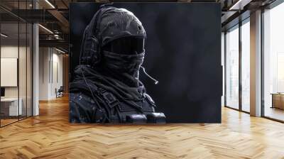 Special forces in parametric knitted tactical gear. The face is not shown and from the side view. Wall mural