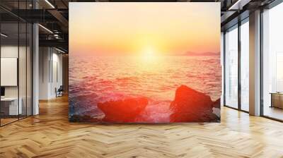 Sunset at the sea Wall mural