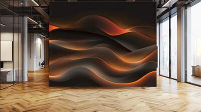 Abstract orange and black waves background flowing in a seamless loop Wall mural