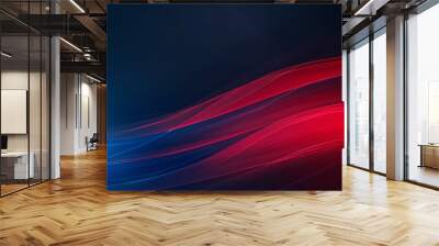 Dynamic futuristic background with vibrant blue and red wavy lines, ideal for digital projects requiring motion and depth Wall mural