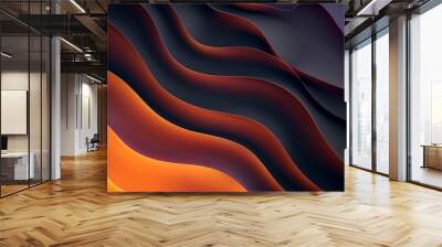 Minimalist composition with modern orange and black wave abstract background Wall mural