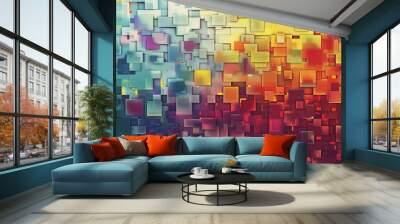 Wallpaper Colorful squares forming an abstract background with a three dimensional effect Wall mural