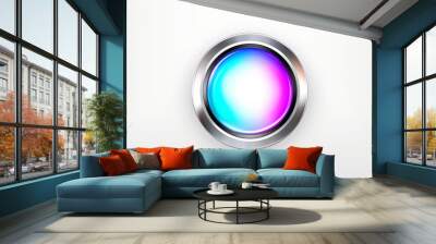 Abstract high tech multicolor button on white background Wall mural