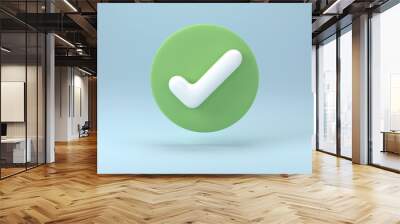 Check symbol in circle. 3d check mark icon isolated on white background. check list button best choice for right, success, tick, checkbox, accept, agree check mark. 3D rendering Wall mural