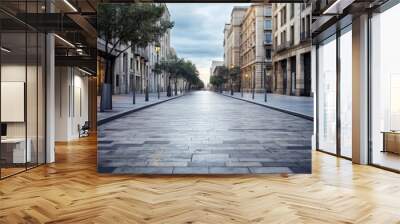 Classical architecture and urban roads, empty road in the city Wall mural