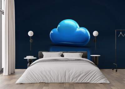 Close-up, Abstract minimal cloud computing icon with dark background Wall mural