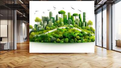 Illustration image, Nature and Sustainability, Eco-friendly Living and conservation, Concept art of Earth and animal life in different environments, Generative AI illustration Wall mural