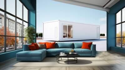 Mobile office buildings or container site office for construction site. Shipping container. Portable house and office cabins,Generative AI illustration Wall mural