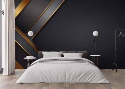 Modern dark gold overlapping dimension line bar design, technological background Wall mural