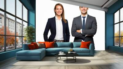 Successful young business partners in formal clothes posing and looking at camera Wall mural