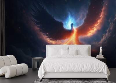 Pheonix. Mythical creature, fantasy illustration. Created with Generative Ai tool. Wall mural