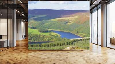 Panoramic view of Ladybower reservoir from Win Hill Wall mural