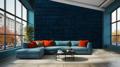 dark blue brick wall textured background Wall mural