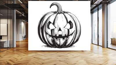 Halloween pumpkin. Hand drawn vector illustration isolated on white background. Wall mural