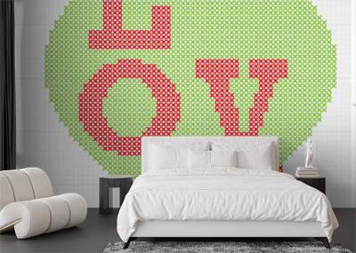 Love Cross Stitch, Heart Shape, Romance Wall mural