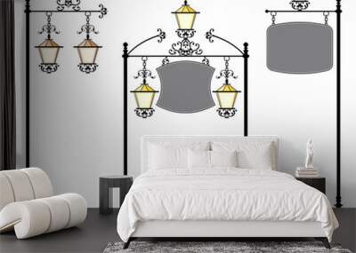 Wrought Iron Signage with Lamp Wall mural