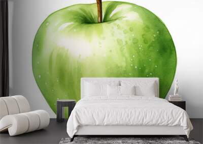 Watercolour Illustration of green apple Wall mural