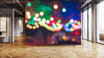 Colorful bokeh lights blur background festive night celebration   Wall mural