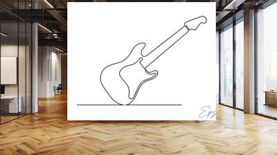 Acoustic guitar continuous line art drawing Wall mural