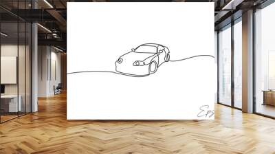 continuous line art drawing of a sedan car Wall mural