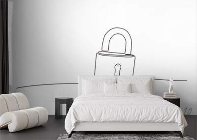 padlock continuous line vector illustration Wall mural