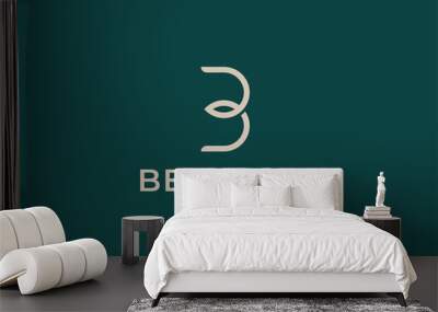 initial B and LEAF logo. LEAF symbol. Beauty, spa, salon, cosmetics or boutique logo and more business.
 Wall mural