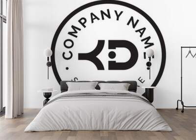 simple letter kd monogram for logo company design Wall mural