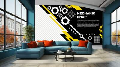 Mechanic horizontal banner template. - Vector. Wall mural