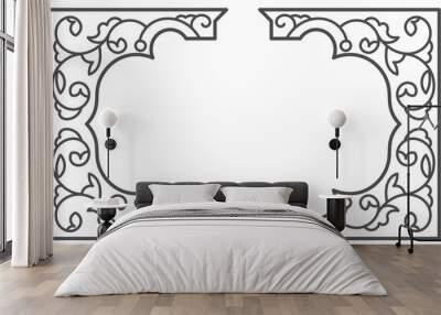 Traditional arabic floral frame in black and white colour. - Vector. Wall mural