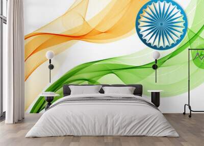 Indian Independence Day concept background with Ashoka wheel. Vector Illustration Wall mural