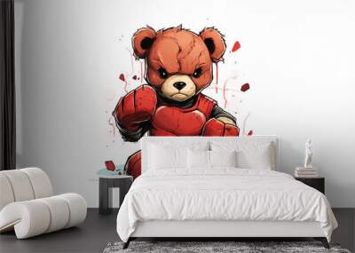 a cute teddy bear with his front ripped open Wall mural