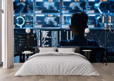 AI enhances cybersecurity threat detection and response on the internet High detailed,high resolution,realistic and high quality photo professional photography Wall mural