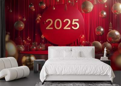 Happy New Year 2025,New Year's Eve 2025 concept,2025 New Year Celebration,New Year 2025 Digital Countdown Wall mural