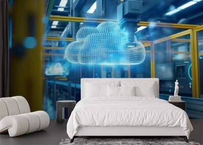 concept of industry 4.0 technology, automation system with cloud computing Wall mural